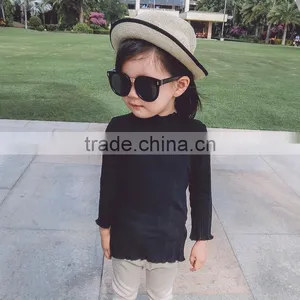 1-6 Years 2017 New Autumn Full Sleeve Good Quality Cotton Knitting Solid Color Girls Blouse thumbnail-3