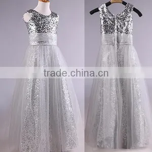Flower Girls Sequins Tutu Dress Kids Long Birthday Party Dress thumbnail-4