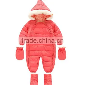 Kids Wholesale Winter Clothes,custom Design High Quality Baby and Infant Winter Hooded Rompers thumbnail-5
