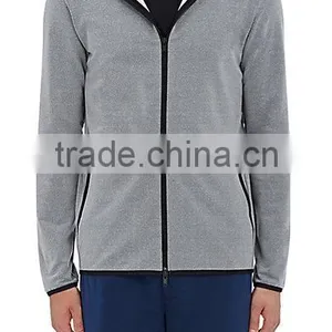 Light Grey Tech-jersey Zip-front Damenn Hoodie Styled With Black Tech-fabric Trim thumbnail-5