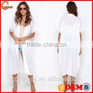 100% Cotton Unlined Collared Neck Dolman Sleeves Kimono thumbnail-1