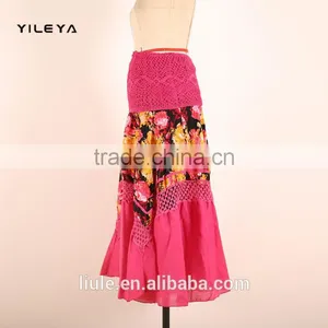 Fishtail Style Big Hem Designed Casual Women Floral Cheap Long Skirts for Sale thumbnail-2