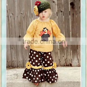 Newborn Thanksgiving Turkey Outfit Baby Girl Boutique Clothing Sets Girl Clothes Embroidery Design thumbnail-1