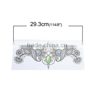 Paper Removable Waterproof Sternum Tattoo Sticker Body Art Green Flower Leaves Pattern Custom Temporary Tattoos Printing thumbnail-2
