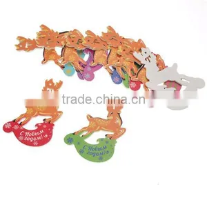 Mixed Message Pattern Carved Christmas Reindeer Wood Charm Pendants 6.9cmx5.4cm thumbnail-1