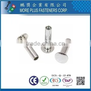 Taiwan Stainless Steel Tubular Rivet Hollow Tubular Rivets Din 7340 Tubular Rivets thumbnail-1