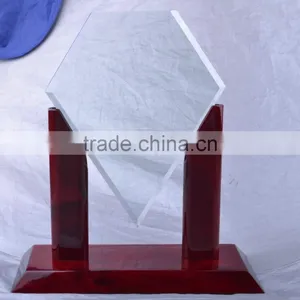 High Quality Blank Diamon Wooden Base Glass Trophy Designs for Wooden Base Trophy JKC-0010 thumbnail-1