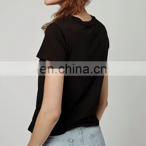 OEM Service Short Sleeve Cotton Casual Embroidered Cactus Lady Black T-shirt thumbnail-3