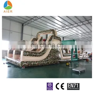 Commericial Giant and Cheap Inflatable Long Obstacle With Water Slide for Sale for Adult thumbnail-1