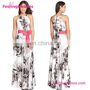 Stylish Hanging Neck Design Sexy Bandage Dress Floral Maxi Women Summer Dress For Sleeveless thumbnail-2