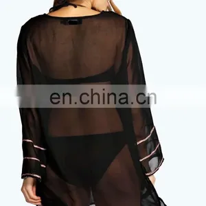 OVERSIZED EMBROIDERED PONCHO KAFTAN Slim V-neck Embroidered Poncho/ Short Kaftan For Women Summer Wear thumbnail-3
