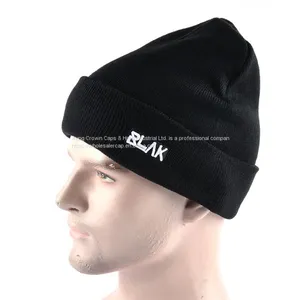 Embroidery Logo Acrylic Knitted Beanie Cap Hat for Man thumbnail-4