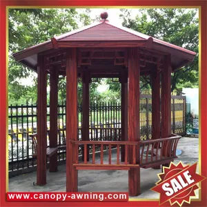 Outdoor Park Garden Wood Style Aluminum Alu Metal Gazebo Pavilion Pagoda Gloriette Canopy Awning thumbnail-1