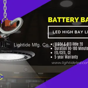 Lightide UL924 & CEC Compliant 150w LED High Bay Light With Battery Backup, 5 Years Warranty thumbnail-2