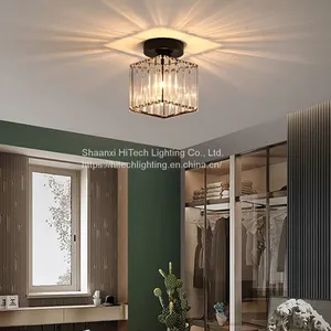 E27 LED Ceiling Light Crystal Lampshade Balck Gold Plafonnier Living Room Bedroom Modern Round Square Decorative Ceiling Lamp thumbnail-1