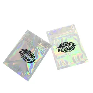 Custom Logo Printing Zipper Mylar Packaging Hologram Laser Holographic Stand Up Zip Pouch Bag Heat Seal Foil Candy Bags thumbnail-4