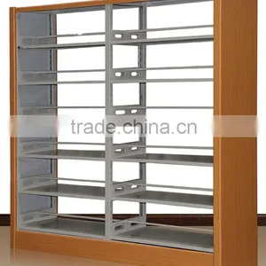 (DL-B1 ) Knock Down 5 Layers Metal Frame Double Side Magazine Rack With Yellow MDF Surface thumbnail-1
