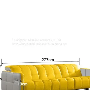 Italian-Style Sofa Electric Function Leather Sofa Three-Seat Modern Living Room Space Capsule Light Luxury Sofa thumbnail-5