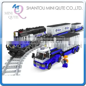 Mini Qute DIY Train Transport Truck Container Rail Vehicle Action Figure Plastic Building Block Model Educational Toy NO.25111 thumbnail-1