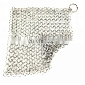 Stainless Steel Chainmail Scrubber With Silicone for Cast Iron Pan thumbnail-3