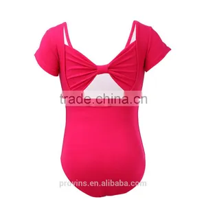 Bowknot Back Spandex Red Kids Ballet Leotards thumbnail-3