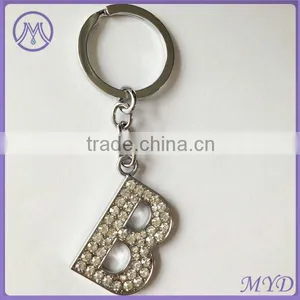 F Letter Metal Key Chain Alphabet Key Ring With Rhinestone Paved thumbnail-5