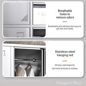 Heavy Duty Stainless Steel Locker SS3453 With Reinforced Hanging Rod & High-Load Capacity Shelves, 1.0mm Thick Storage for Fire Station, Police Dept thumbnail-4