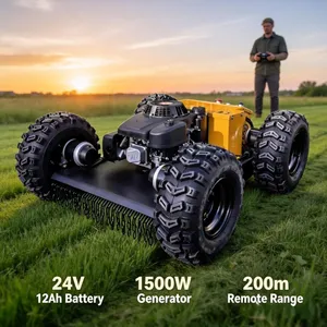 Remote Control Mulching Mower Tracked Robot Lawn Grass Trimmer Cutting Machine for Villa Garden thumbnail-1
