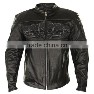 Skull Embroidered Leather Motorcycle Jackets Pakistan thumbnail-1