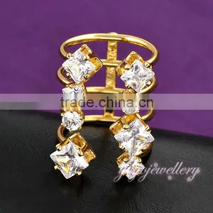 New Model Adjustble Size 18k Gold Zirocon Cuff Ring thumbnail-5