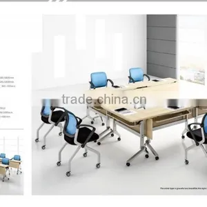 Metal Leg Wooden Top Foldable Training Study Table thumbnail-1
