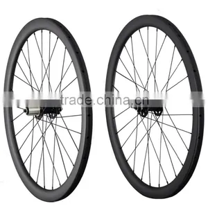 40mm Tubular 700c Road Disc Brake Carbon Wheel,bicycle Carbon Wheelset With Titamium Quick Release Double Disc Brake W40T thumbnail-1