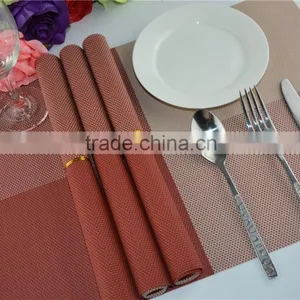 2015 New Arrival Light Color Red With Leige Placemat Fashion Adiabatic PVC Strip Weave Table Mat thumbnail-5