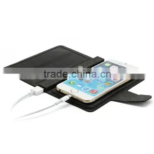 3000mah Battery With 450mah Solar Board Leather Battery Case for 4-5inch Phone thumbnail-2