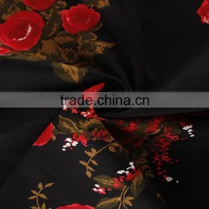 100 Cotton Fabric Printed Red Roses Design Fabric Textile for Shirt thumbnail-4