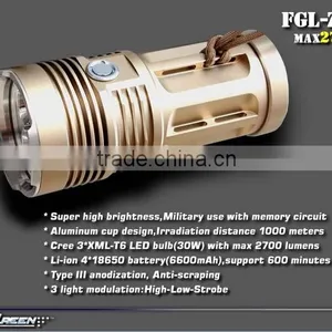 30w 2700lm High Bright XML T6 3 Led Portable Flashlight thumbnail-3
