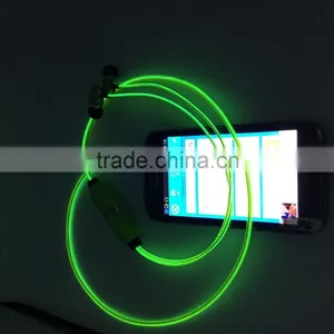 In-ear High Quality Custom Fashion el Light Earphone Wholesale Sports Cool Flash el Wire Earphones thumbnail-5