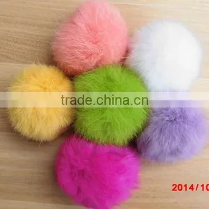 Natural Rex Rabit Fur Pompoms Wholesale Fur Pom Poms / 8cm Fur Ball Keychain Quality Choice thumbnail-5