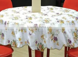 Round Flower Printed Vinyl Table Cloth With Flannel Backing,water Proof Tablecloth thumbnail-3