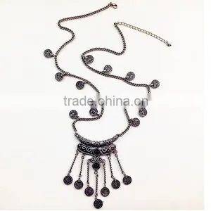 Wholesale Boho Antique African Statement Coin Long Tassel Pendants Luxury Necklace thumbnail-5
