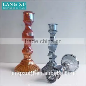 LX-A008 Pressed Wedding Glass Crystal Colored Candlesticks thumbnail-2