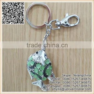 New Arrival Costumized Metal Fashion Colorful Crystal Fish Keychain thumbnail-2