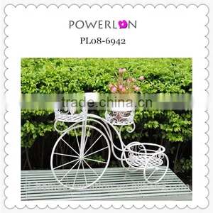 Best Selling White Bicycle Iron Flower Pot Stand thumbnail-1