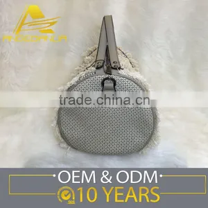 Unique Draw-string Ladies Dinner Party PU Handbag With Weaving Material thumbnail-3