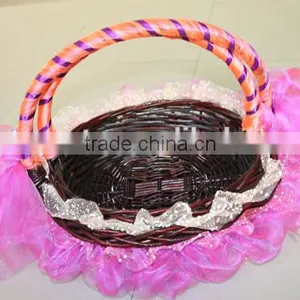 Oval Basket Lace Basket Willow Basket With Handle thumbnail-4