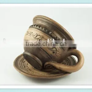 Ceramic Cup With Saucer Ceramics and Pottery Stoneware Coffee Cup Handmade Cups and Saucers thumbnail-3