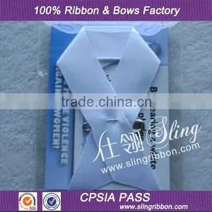 Wholesale Custom White Awareness Ribbon Pin With Safe Pin thumbnail-1