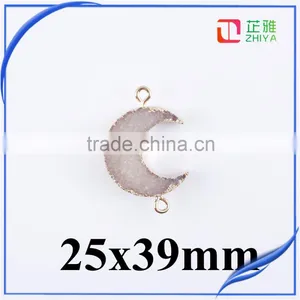 Necklace Pendant Moon Shape Druzy Stone Charms&pendants Natural Gemstone for Handmake DIY thumbnail-3
