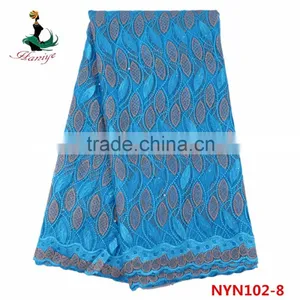 2016 Haniye Wholesale French Net Lace Fabric/Nigeria Lace Fabric for Lady Garment/NYN102 thumbnail-6