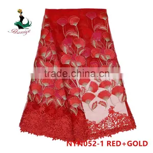 2016 Haniye High Quality Fashion Tulle Lace Fabric Embroidery French Net Lace/NYN52 thumbnail-1